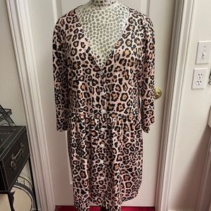 Order Plus Leopard Print V Neck Dress
